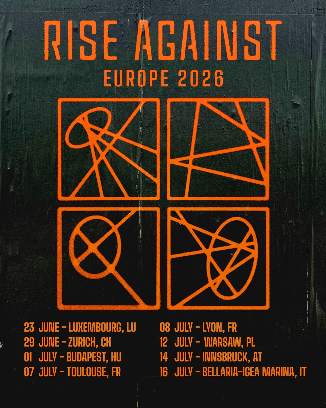 Rise Against RICOCHET Tour Poster 2026